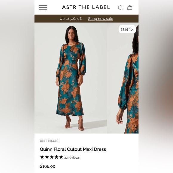 🧡 Astr Teal and Orange Floral Long Sleeve Dress - Perfect for Fall / Winter - Picture 2 of 8